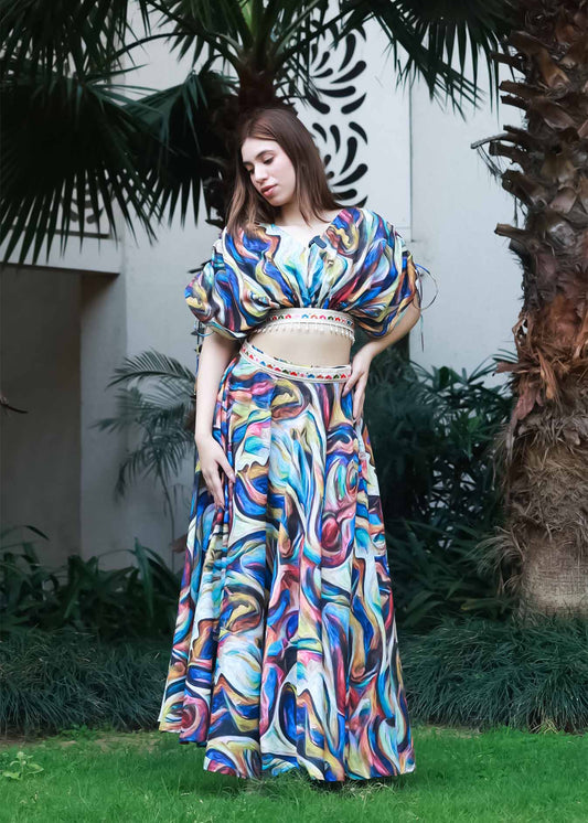 Artistic Aura Printed Skirt Set