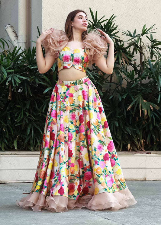 Blooming Elegance Floral Skirt Set