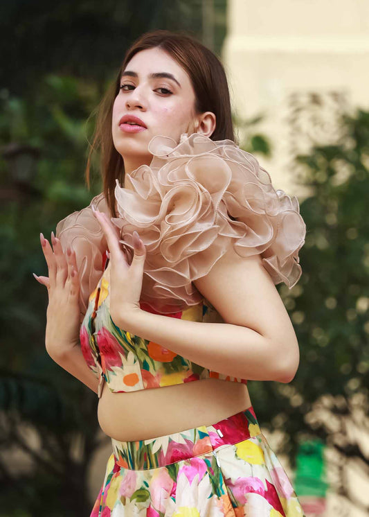 Blooming Elegance Floral Skirt Set