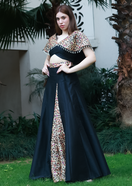 Midnight Leopard Sequin 3-Piece Skirt Set