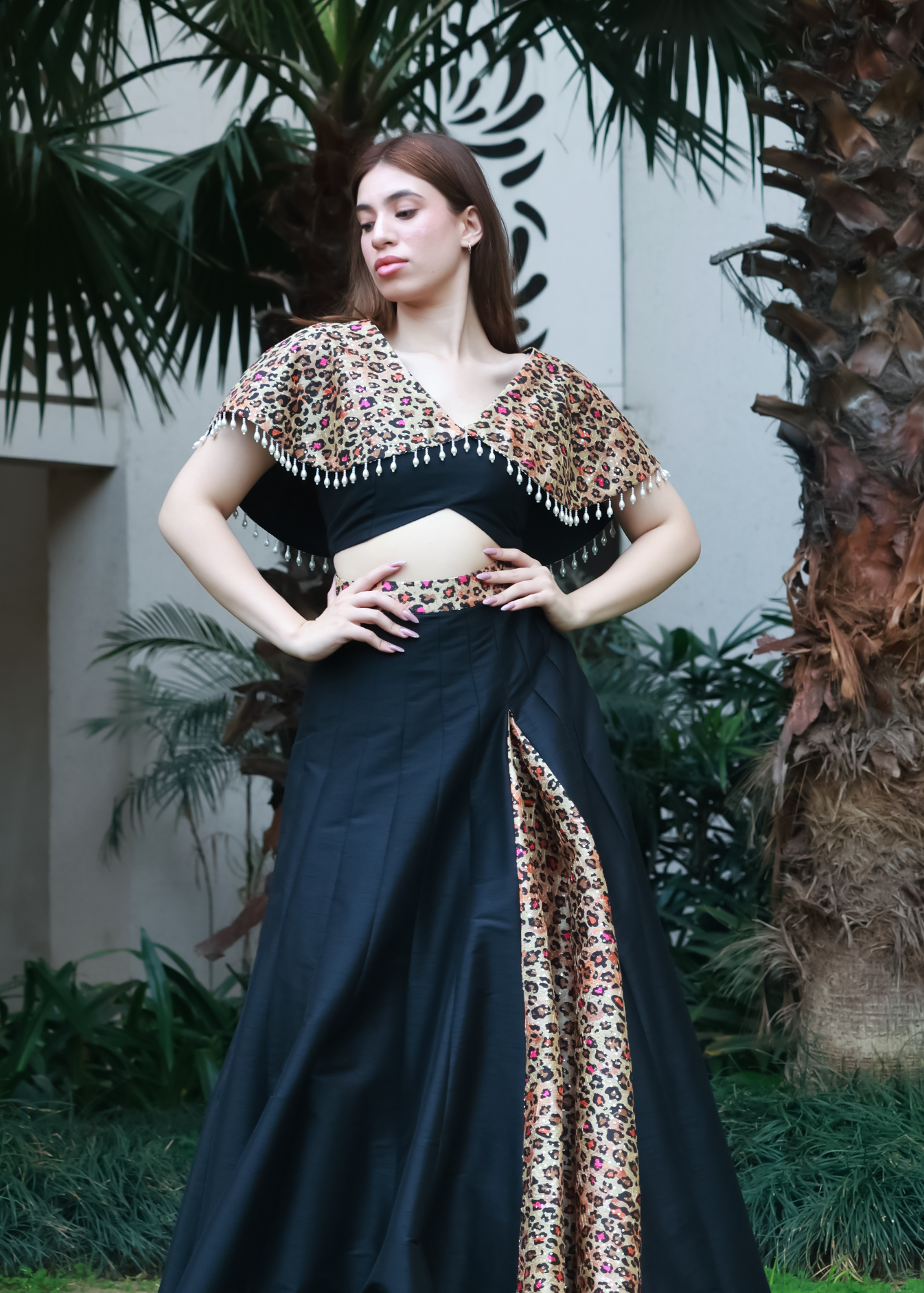 Midnight Leopard Sequin 3-Piece Skirt Set