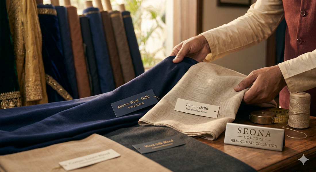 "Best Fabrics for Suits in Delhi's Climate — Wool, Linen & More"