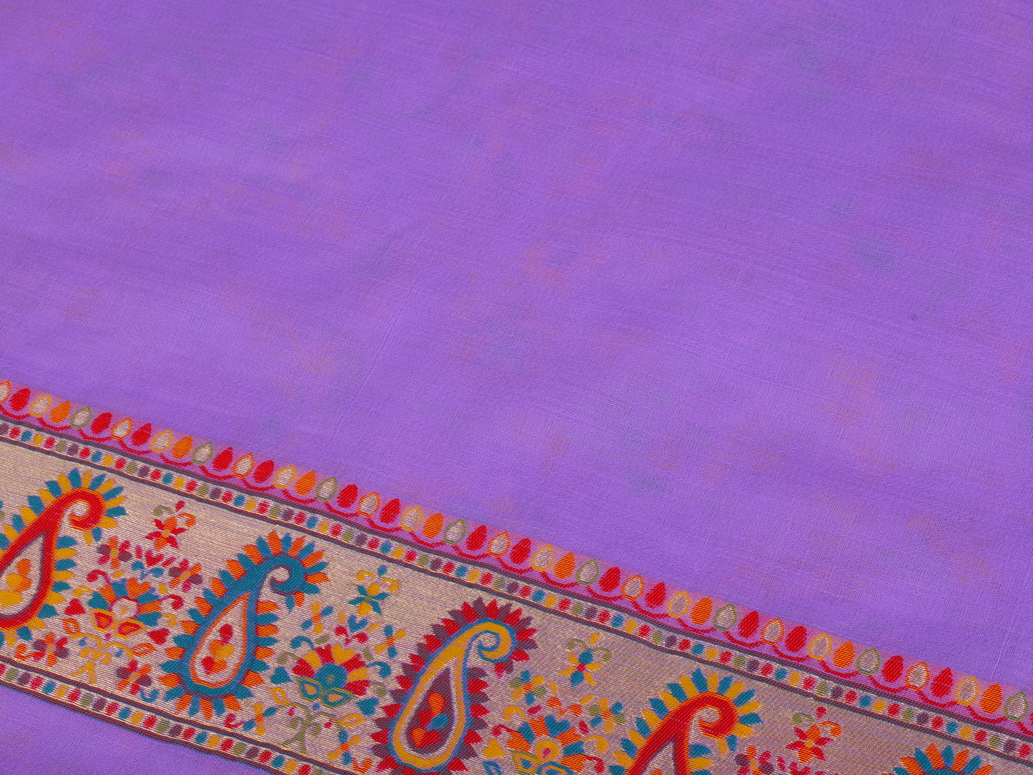 Lavender Paisley Linen Silk Saree