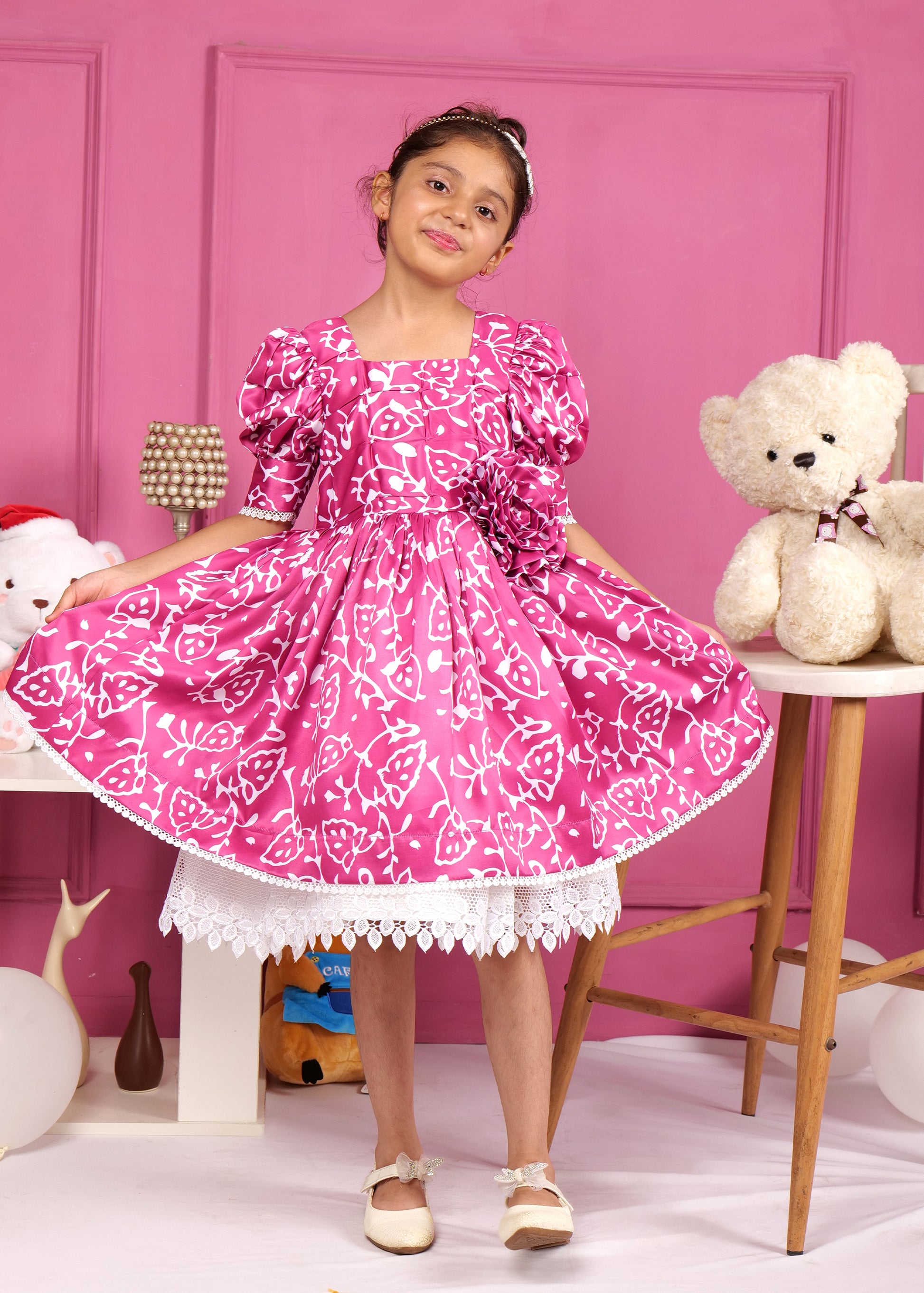 fuchsia pink floral dress Lillian Duchess Hot Pink Floral Dress