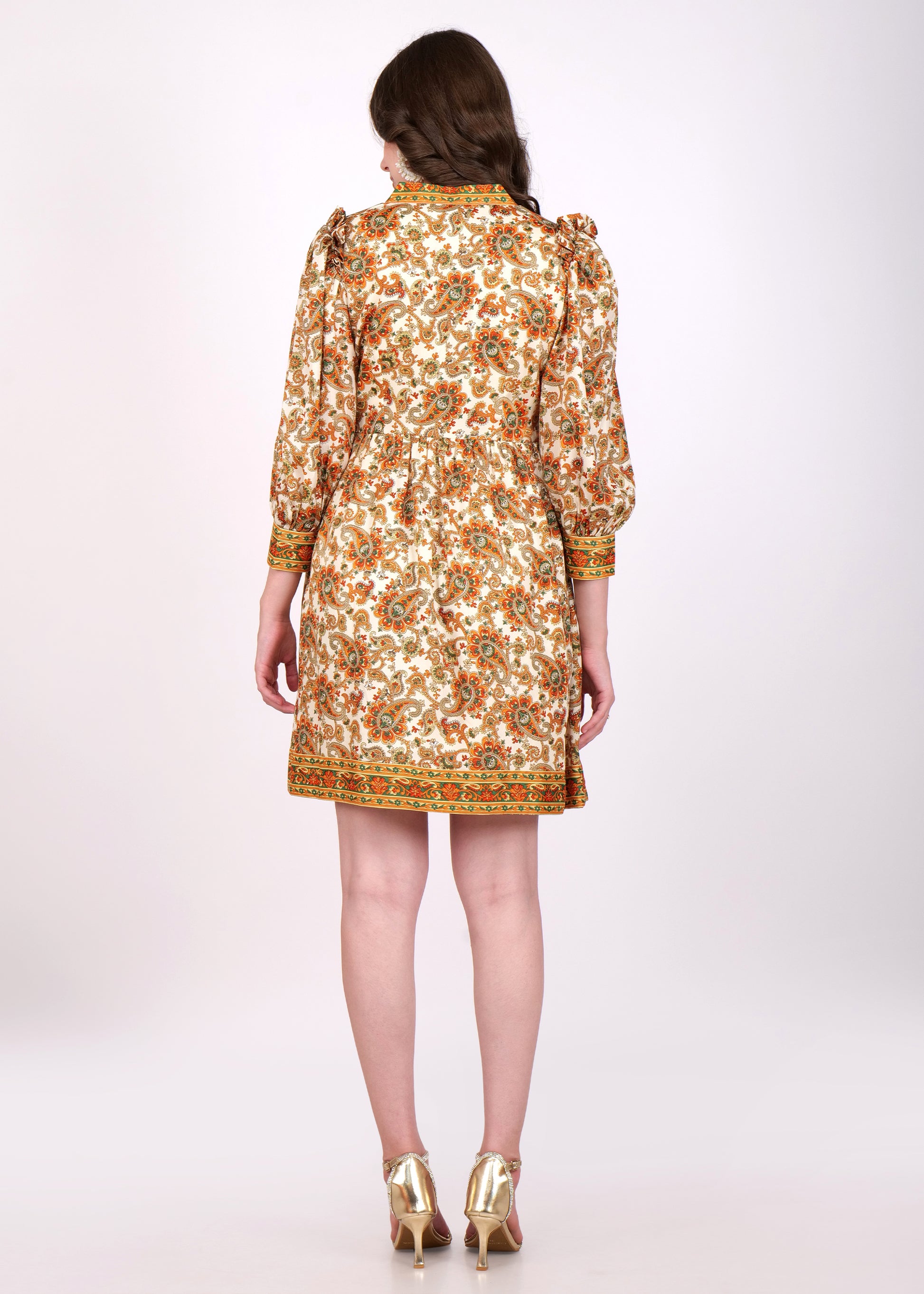 gold paisley dress Gold Foil Paisley Midi Dress